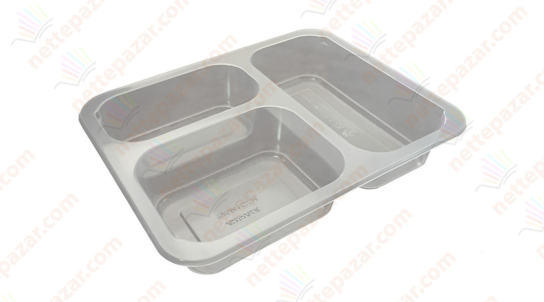 Meal Tray for Tray Sealers 3 Compartment Transparent 227x17